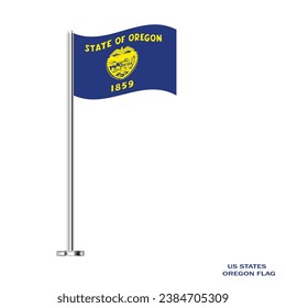 Oregon flag. Oregon table flag on a white background. Oregon US state. USA Oregon vector illustration flag.