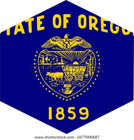 Oregon flag. Oregon USA flag vector. Oregon flag on hexagon