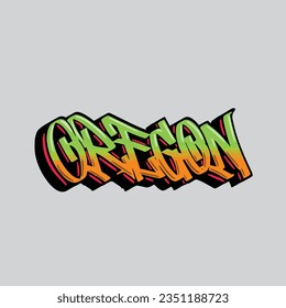 Graffiti de Oregon vectorial etiquetando letra texto de texto arte callejero