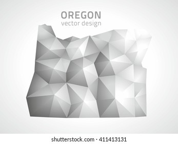 Oregon grey vector polygonal map of America