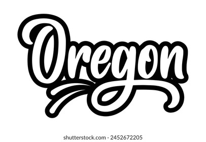 Oregon hand lettering design calligraphy vector, Alabama text vector trendy typography design