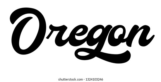 Oregon. Hand Lettering. Vector logo illustration. Modern Calligraphy On White Background.