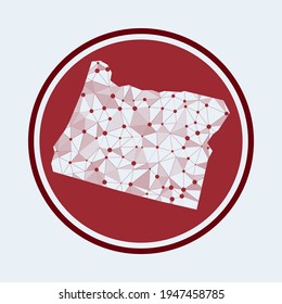 Oregon icon. Trendy tech logo of the us state. Geometric mesh round design. Technology, internet, network, telecommunication concept. Vector illustration.