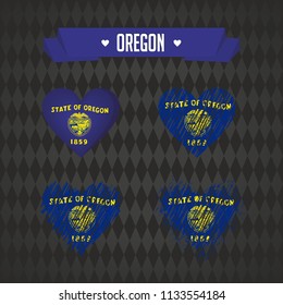 Oregon with love. Design vector broken heart with flag inside.