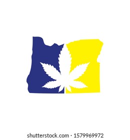 Oregon Map With Cannabis Leaf Logo Vector 001