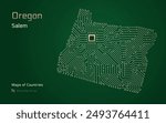 Oregon Map with a capital of Salem Shown in a Microchip Pattern. Silicon valley, E-government. United States vector maps. Microchip Series	
