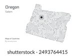 Oregon Map with a capital of Salem Shown in a Microchip Pattern. Silicon valley, E-government. United States vector maps. Microchip Series	
