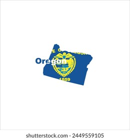 Oregon map and its flag colors design on white background