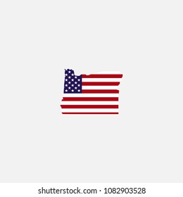 Oregon Map and Flag of United States Vector Illustration