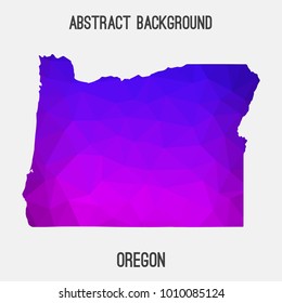 Oregon map in geometric polygonal,mosaic style.Abstract tessellation,modern design background,low poly. Vector illustration.
