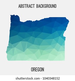 Oregon map in geometric polygonal,mosaic style.Abstract tessellation,modern design background,low poly. Geometric cover, mockup. Vector illustration.