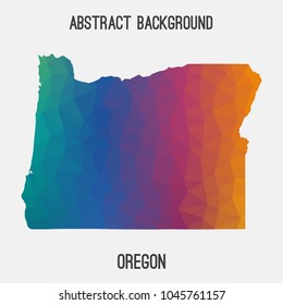 Oregon map in geometric polygonal,mosaic style.Abstract tessellation,modern design background,low poly. Geometric cover, mockup. Vector illustration.