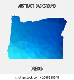 Oregon map in geometric polygonal,mosaic style.Abstract tessellation,modern design background,low poly. Geometric cover, mockup. Vector illustration.