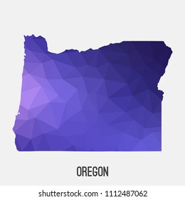 Oregon map in geometric polygonal,mosaic style.Abstract tessellation,modern design background,low poly. Geometric cover, mockup. Vector illustration.