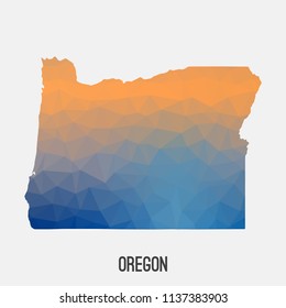 Oregon map in geometric polygonal,mosaic style.Abstract tessellation,modern design background,low poly. Geometric cover, mockup. Vector illustration.