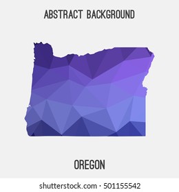 Oregon map in geometric polygonal,mosaic style.Abstract tessellation,modern design background,low poly. Vector illustration.