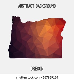 Oregon map in geometric polygonal,mosaic style.Abstract tessellation,modern design background. Vector illustration
