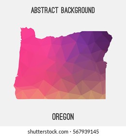 Oregon map in geometric polygonal,mosaic style.Abstract tessellation,modern design background. Vector illustration