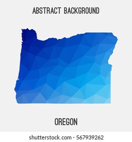 Oregon map in geometric polygonal,mosaic style.Abstract tessellation,modern design background. Vector illustration