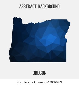 Oregon map in geometric polygonal,mosaic style.Abstract tessellation,modern design background. Vector illustration