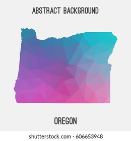 Oregon map in geometric polygonal,mosaic style.Abstract tessellation,modern design background,low poly. Vector illustration.