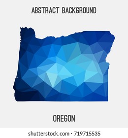 Oregon map in geometric polygonal,mosaic style.Abstract tessellation,modern design background,low poly. Vector illustration.