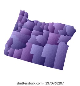 Oregon map. Geometric style US state outline with counties. Elegant violet vector illustration.