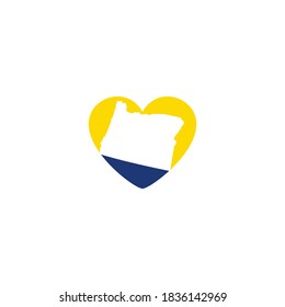 Design-Vorlage für Oregon-Karte und Herz-Logo