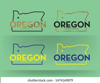 Oregon map with nickname The Beaver State logo design concept, Vector EPS