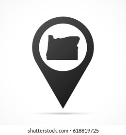 Oregon Map on location pin. Map pointer isolated on a white background.
Conceptual vector illustration.
