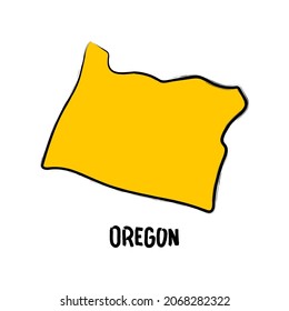 Esquema del mapa de Oregon, fondo de diseño de silueta dibujado a mano