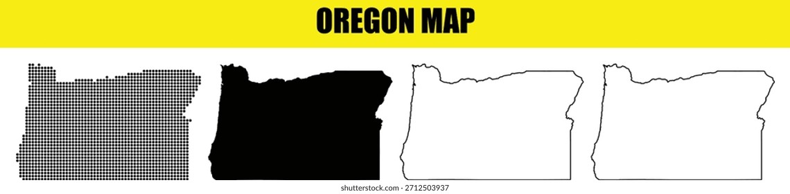 Oregon Map Outline Silhouette for Educational Use