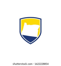 Oregon Map and Shield Logo Icon Template 001
