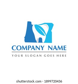 oregon map and teeth dental care symbol logo vector