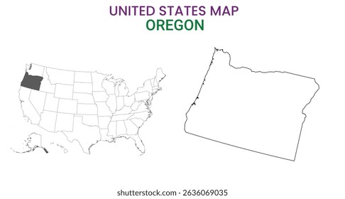 Oregon map of USA state. Oregon map vector illustration. Oregon vector map on white background.