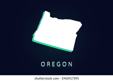 Oregon Map - USA, United States of America map, World map vector template with green and white  color gradient isolated on dark background - Vector illustration eps 10