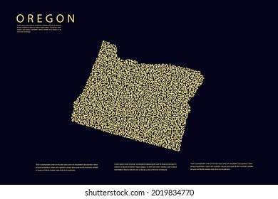 Oregon Map - USA, United States of America map, World Map International vector template with Gold grid on dark background - Vector illustration eps 10