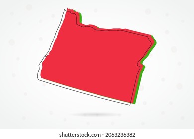 Oregon Map - USA, United States of America map vector template with including red, green and black outline sketch isolated on white background - Vector illustration eps 10