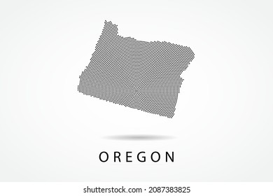 Oregon Map - USA, United States of America Map vector template with Black dots, grid, grunge, halftone style isolated on white background for education, infographic - Vector illustration eps 10