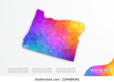 Oregon Map - USA, United States of America map vector template with polygon style and gradient colorful isolated on white background for design, infographic - Vector illustration eps 10