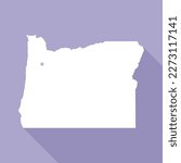 Oregon map vector illustration. Lavender colored flat map of north west state with the capital - Salem. United States od America, infographics, geography concepts.