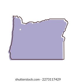 Oregon map vector illustration. Lavender colored map of north west state with the capital - Salem. United States od America, infographics, geography concepts.
