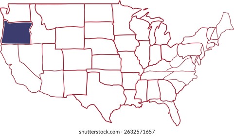 Oregon Map vector, united states of america map. America Map