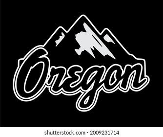 Oregon with mountains behind illustration