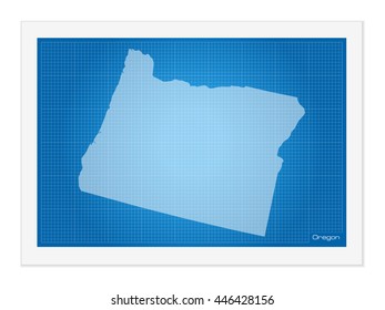Oregon on blueprint on a white background.
