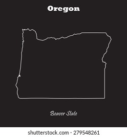 Oregon Outline Map, Stroke. Name Of State. Line Style. Vector EPS8