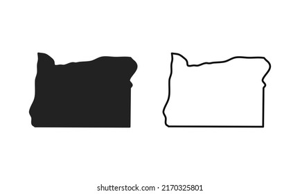 Oregon Outline State Of USA. Map In Black And White Color Options. Vector Illustration.