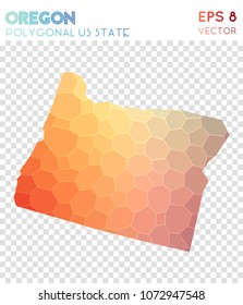 Oregon polygonal, mosaic style US state map. Bewitching low poly style, modern design for infographics or presentations.