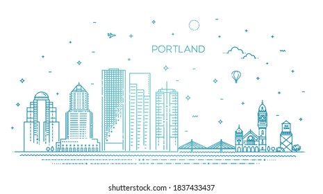 Oregon, Portland line skyline vector illustration