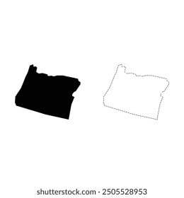 Siluetas de Oregón mapas de Vector de fondo transparente